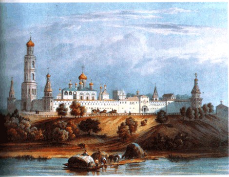 Ново-Симоновский монастырь и храм Рождества Богородицы в Старом Симонове (крайний справа)