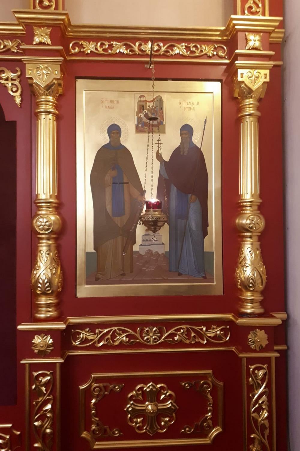 Образ святых покровителей храма преподобномученников Александра Пересвета и Андрея Осляби